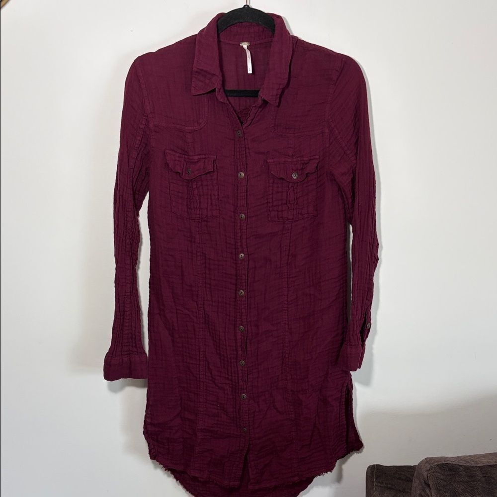 Free People Endless Summer Love Tunic - Burgundy- Cotton Gauze
